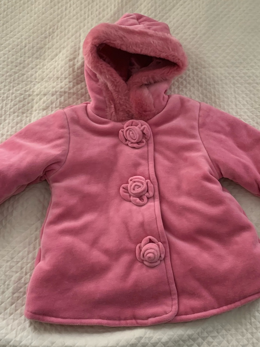 NWT Greendog Pink Hooded Pea Coat with Rose Buttons